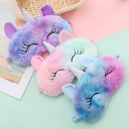 Cute Cartoon Unicorn Sleep Mask – Soft Plush Eye Shade for Kids & Travel