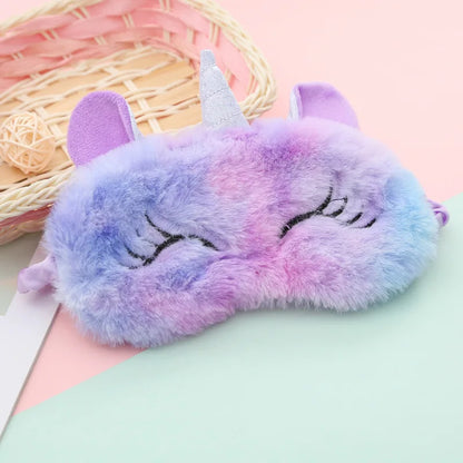 Cute Cartoon Unicorn Sleep Mask – Soft Plush Eye Shade for Kids & Travel