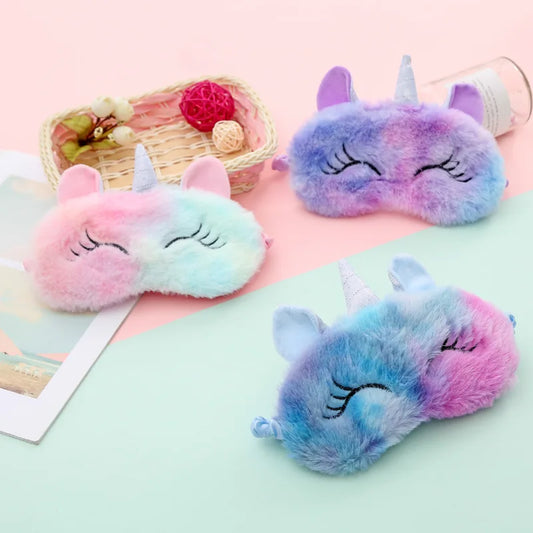 Cute Cartoon Unicorn Sleep Mask – Soft Plush Eye Shade for Kids & Travel