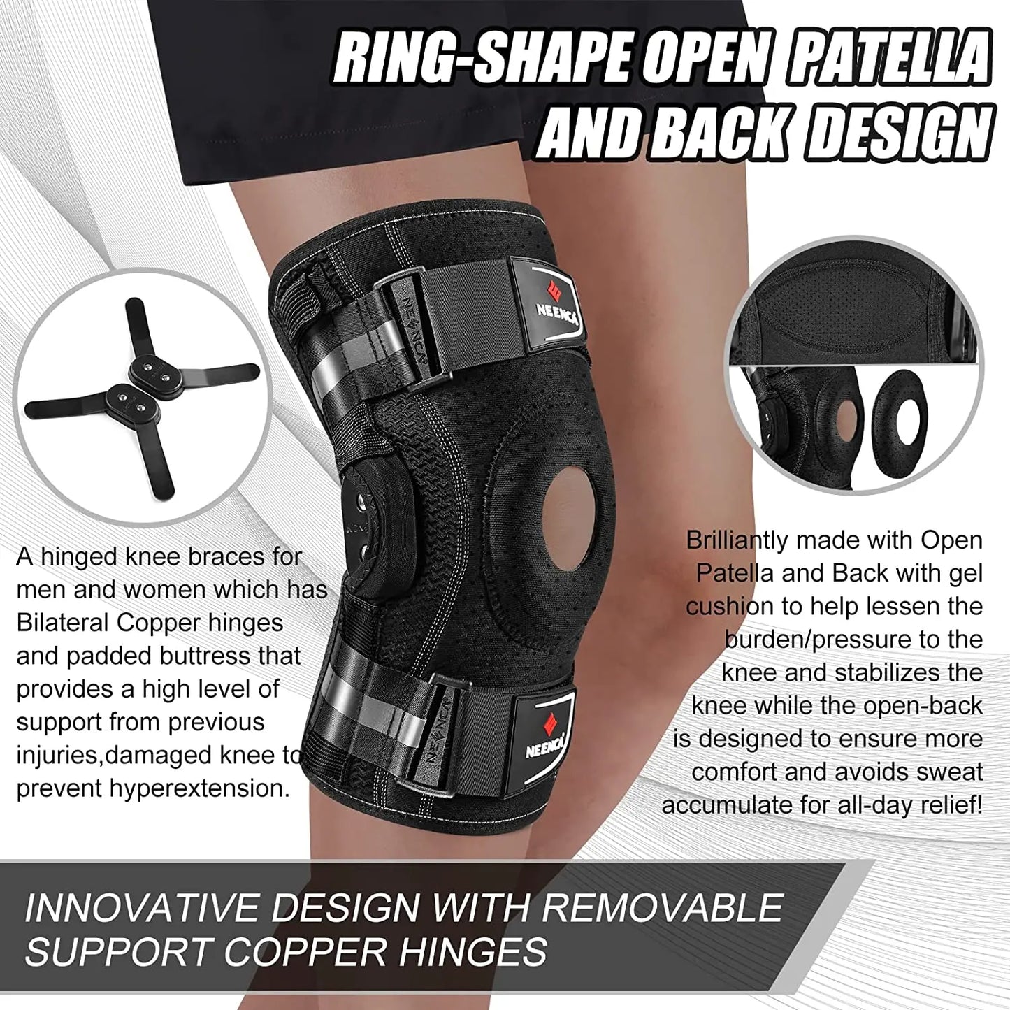 NEENCA Hinged Knee Brace | Copper Stabilizers & Patella Support for Pain Relief