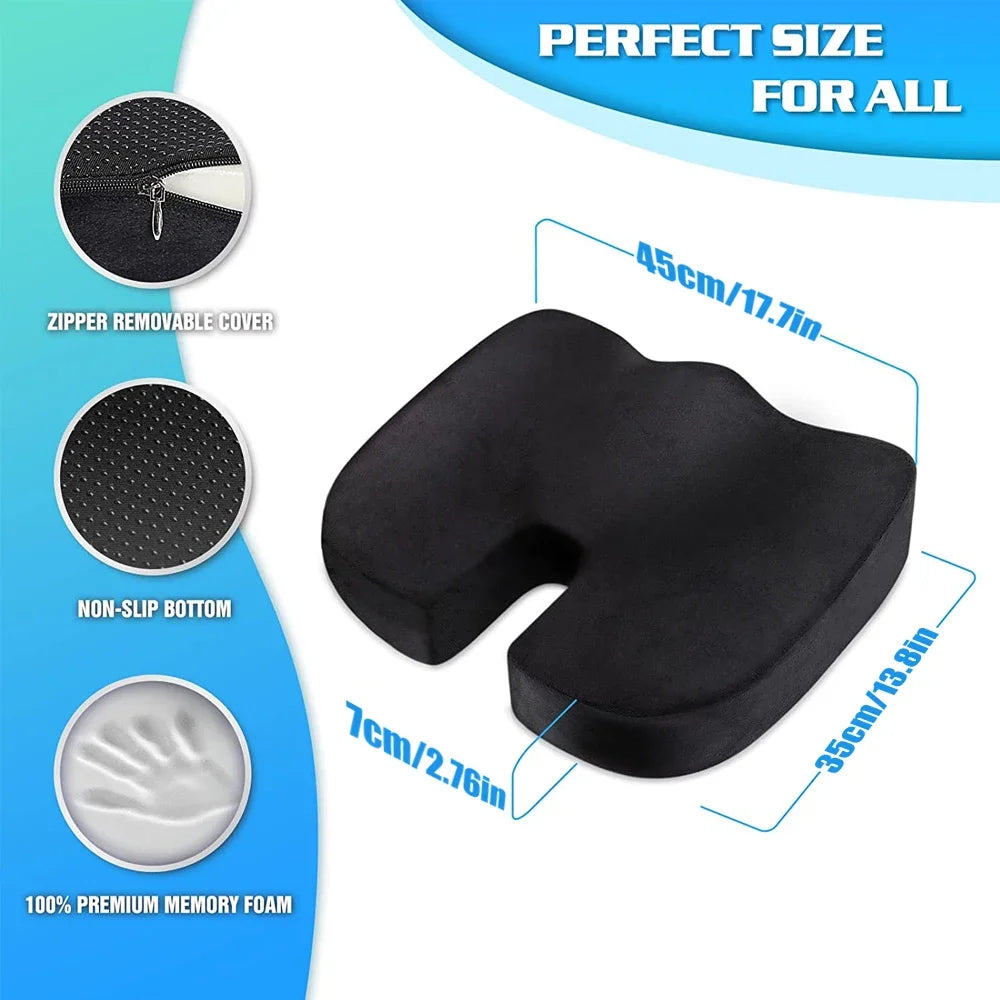 Memory Foam Coccyx Seat Cushion | Tailbone & Posture Support Pillow