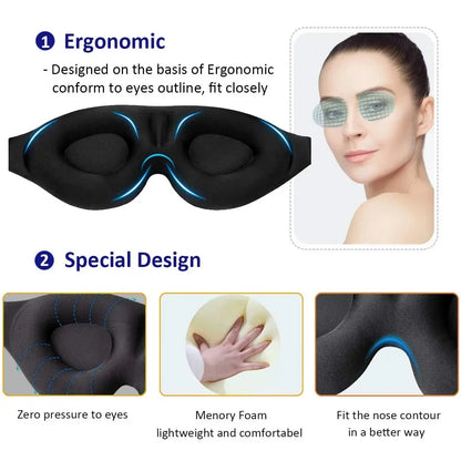 3D Contoured Eye Mask | Light-Blocking Sleep Mask for Men & Women