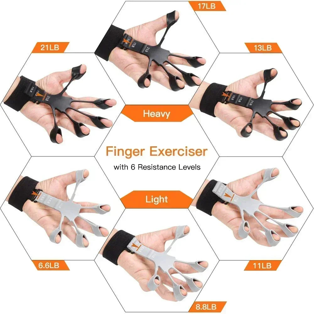 Gripster™ Hand & Finger Strength Trainer – 6-Level Silicone Resistance for Athletes & Musicians
